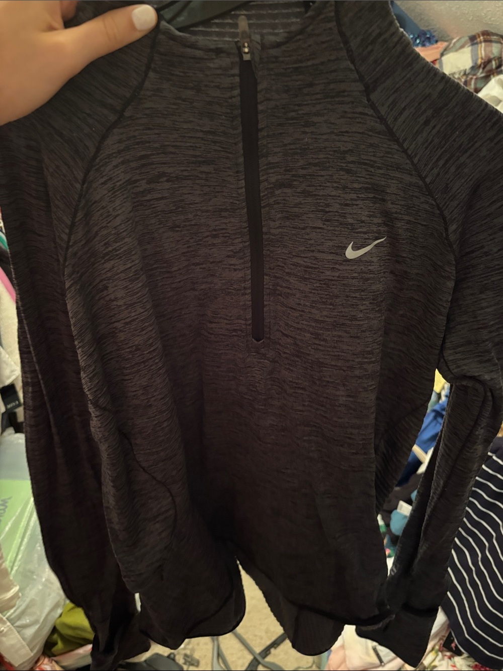 Nike Black Heathered Quarter-Zip Performance Pullover